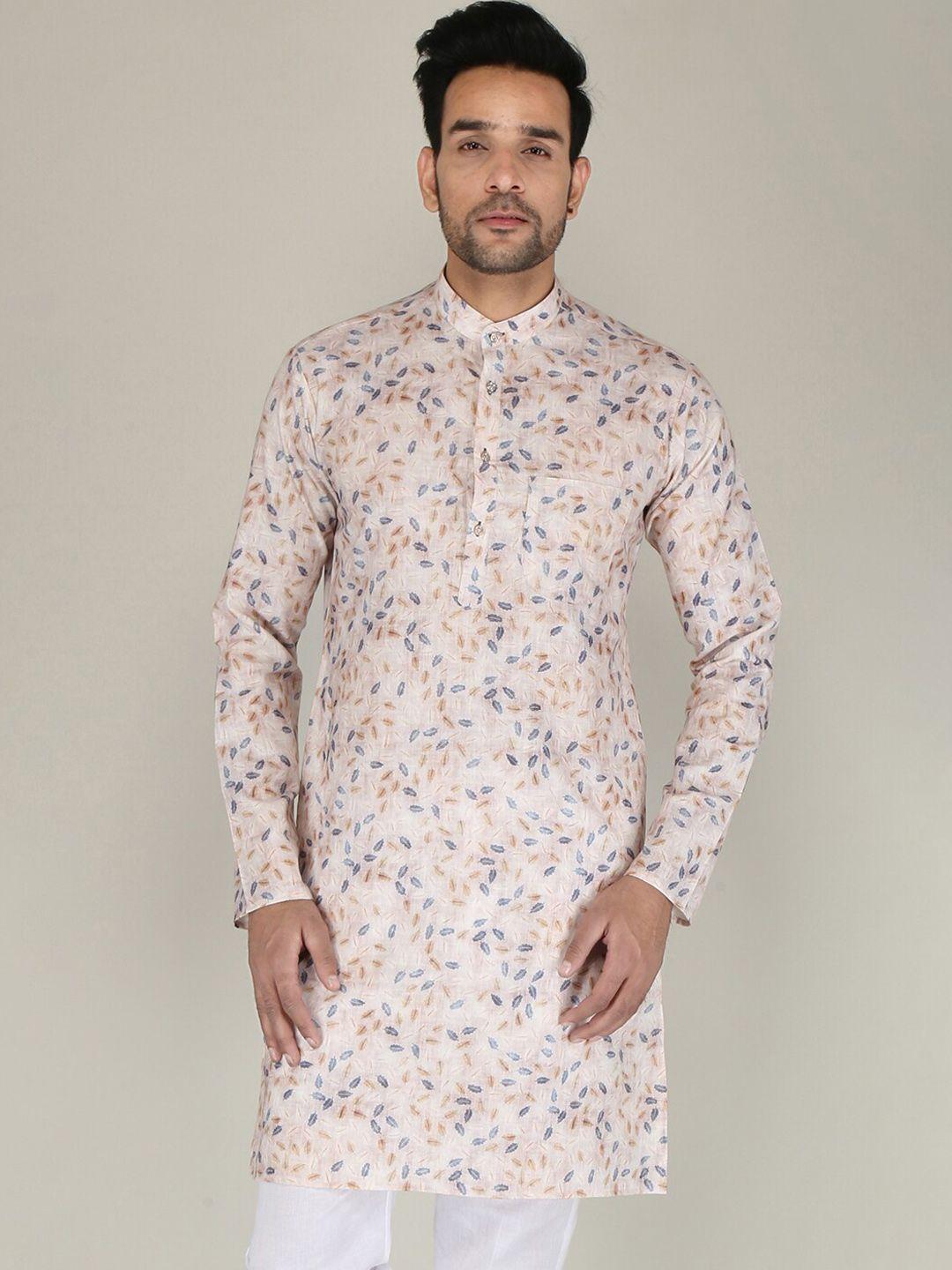 fubar floral printed mandarin collar cotton kurta