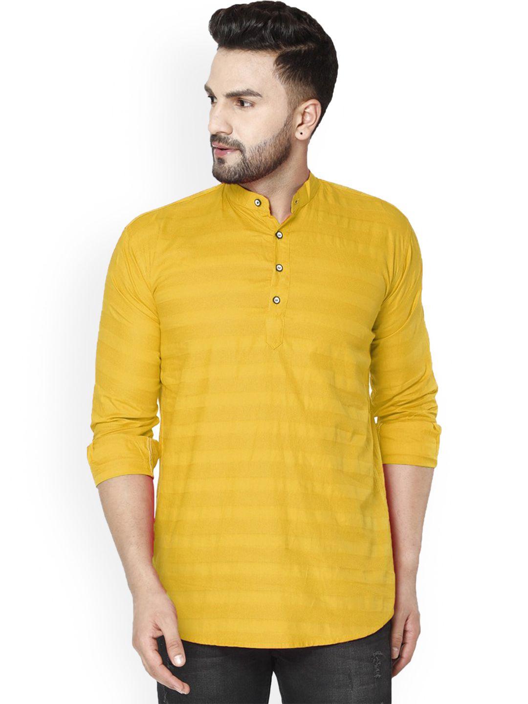 fubar striped band collar straight kurta