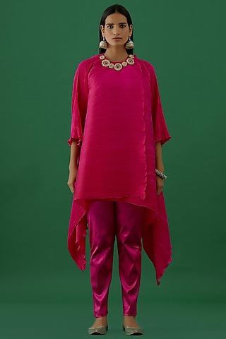 fuchsia embellished tunic set