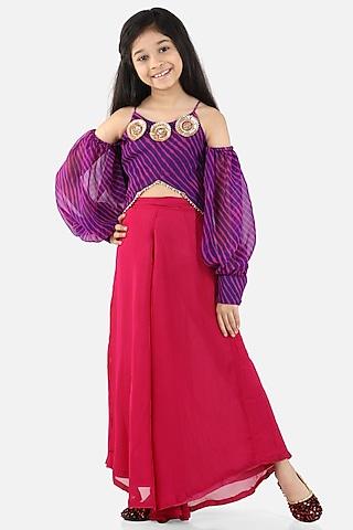 fuchsia-georgette-palazzo-pant-set-for-girls