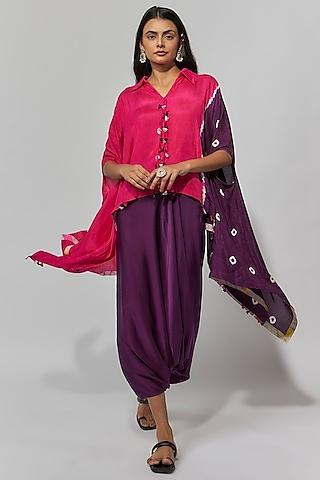 fuchsia & aubergine summer cotton silk printed cape set