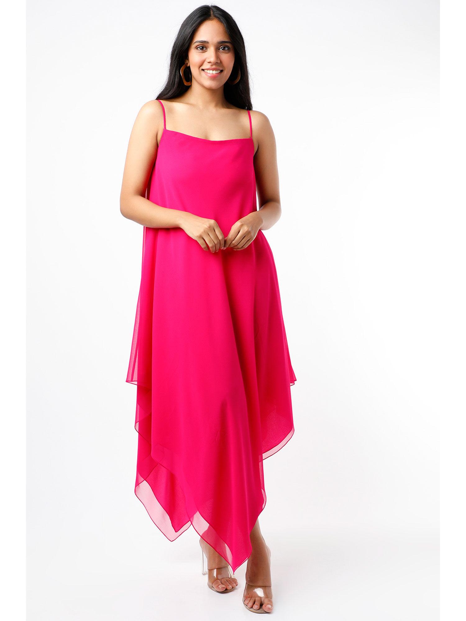 fuchsia asymmetrical dress