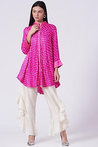 fuchsia bandhani a-line tunic