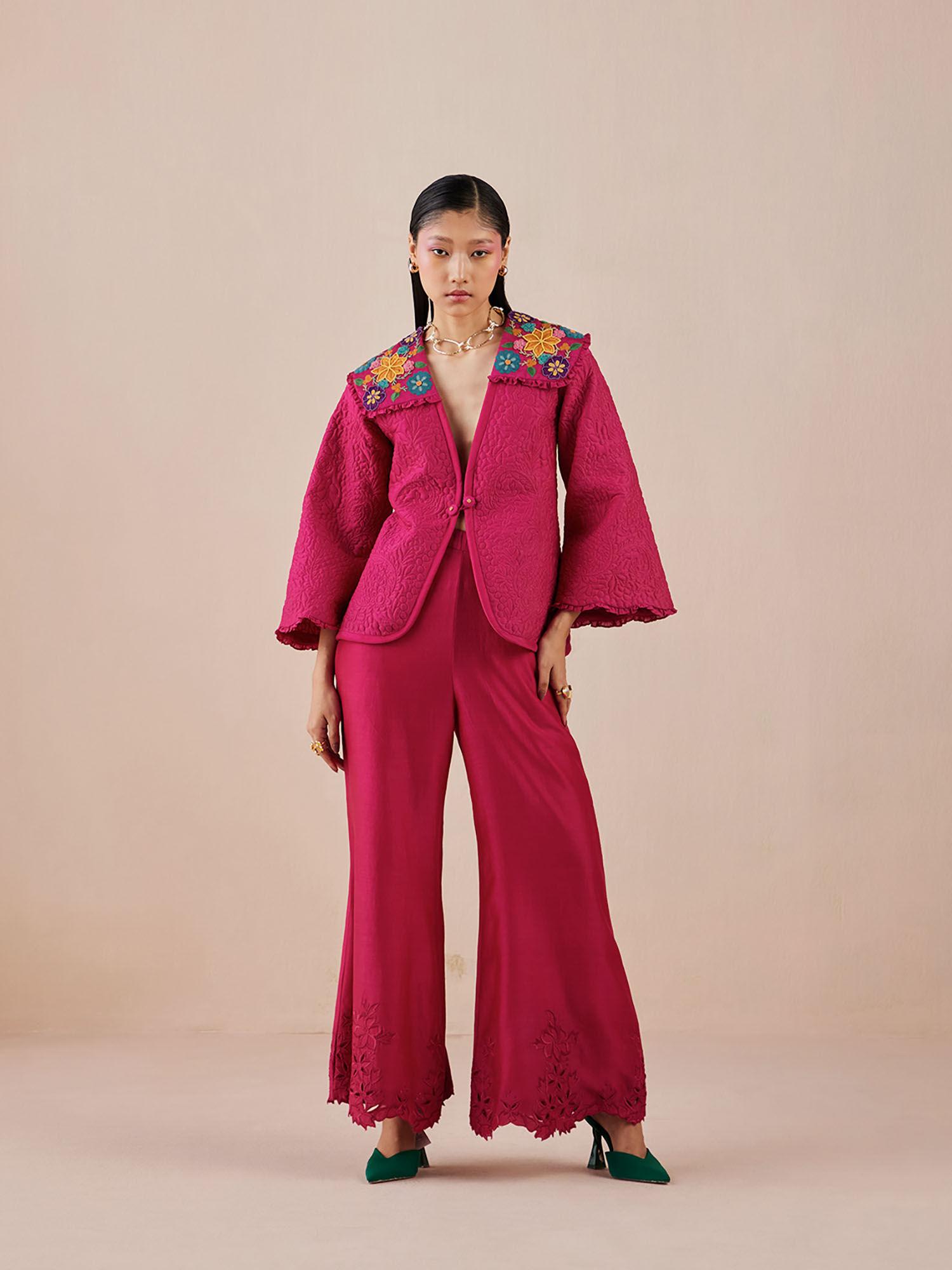 fuchsia bell bottom pants