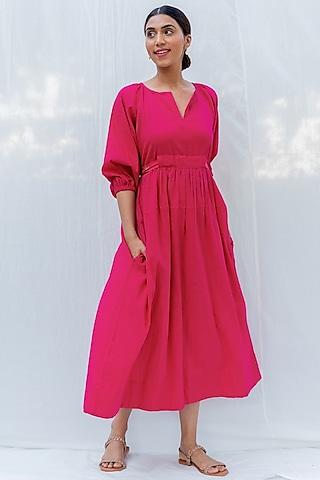 fuchsia dress with tie-up belt