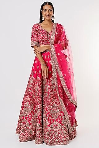 fuchsia embellished lehenga set