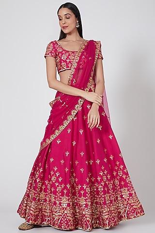 fuchsia embroidered lehenga set