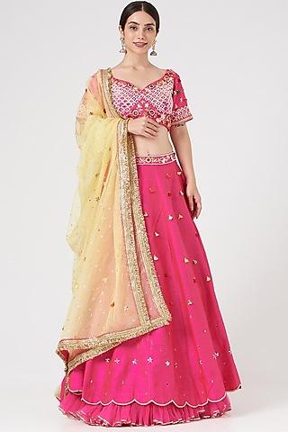 fuchsia embroidered lehenga set