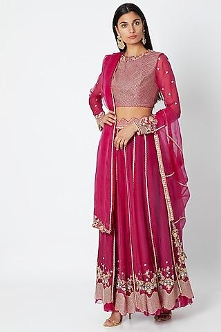 fuchsia embroidered lehenga set