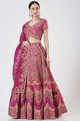 fuchsia embroidered lehenga set