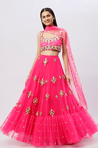 fuchsia embroidered lehenga set