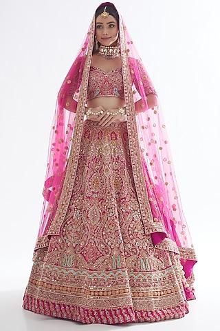 fuchsia embroidered meghna lehenga set