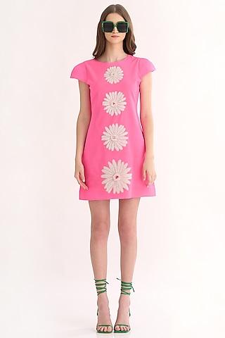 fuchsia embroidered mini dress