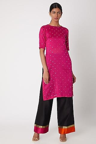 fuchsia embroidered tunic with pants