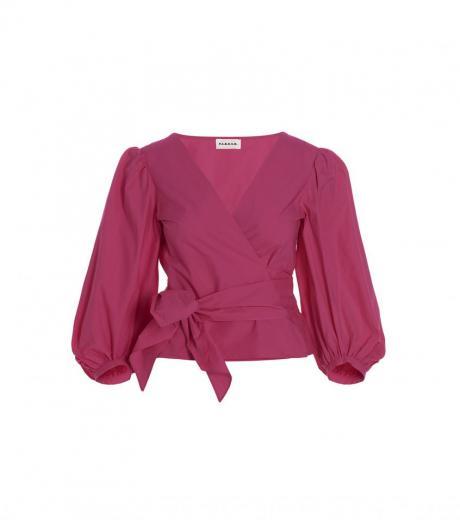 fuchsia front crossover blouse