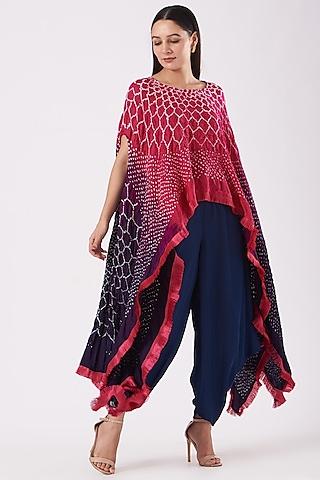 fuchsia gajji silk bandhani cape