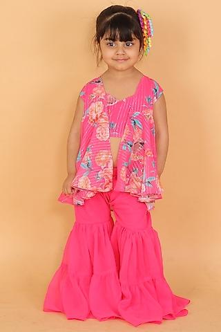 fuchsia georgette sharara set for girls