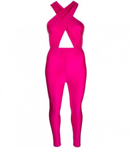 fuchsia halter neck jumpsuit