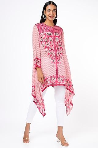 fuchsia hand embroidered tunic