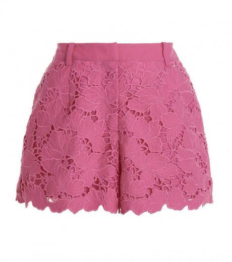 fuchsia lace shorts