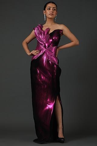 fuchsia metallic dress