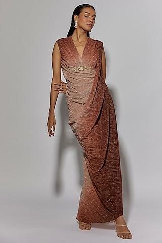 fuchsia ombre metallic crinkle tulle dress