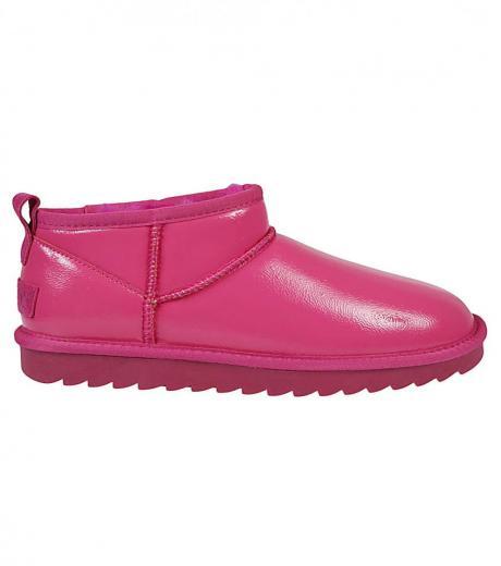 fuchsia patent ankle boots