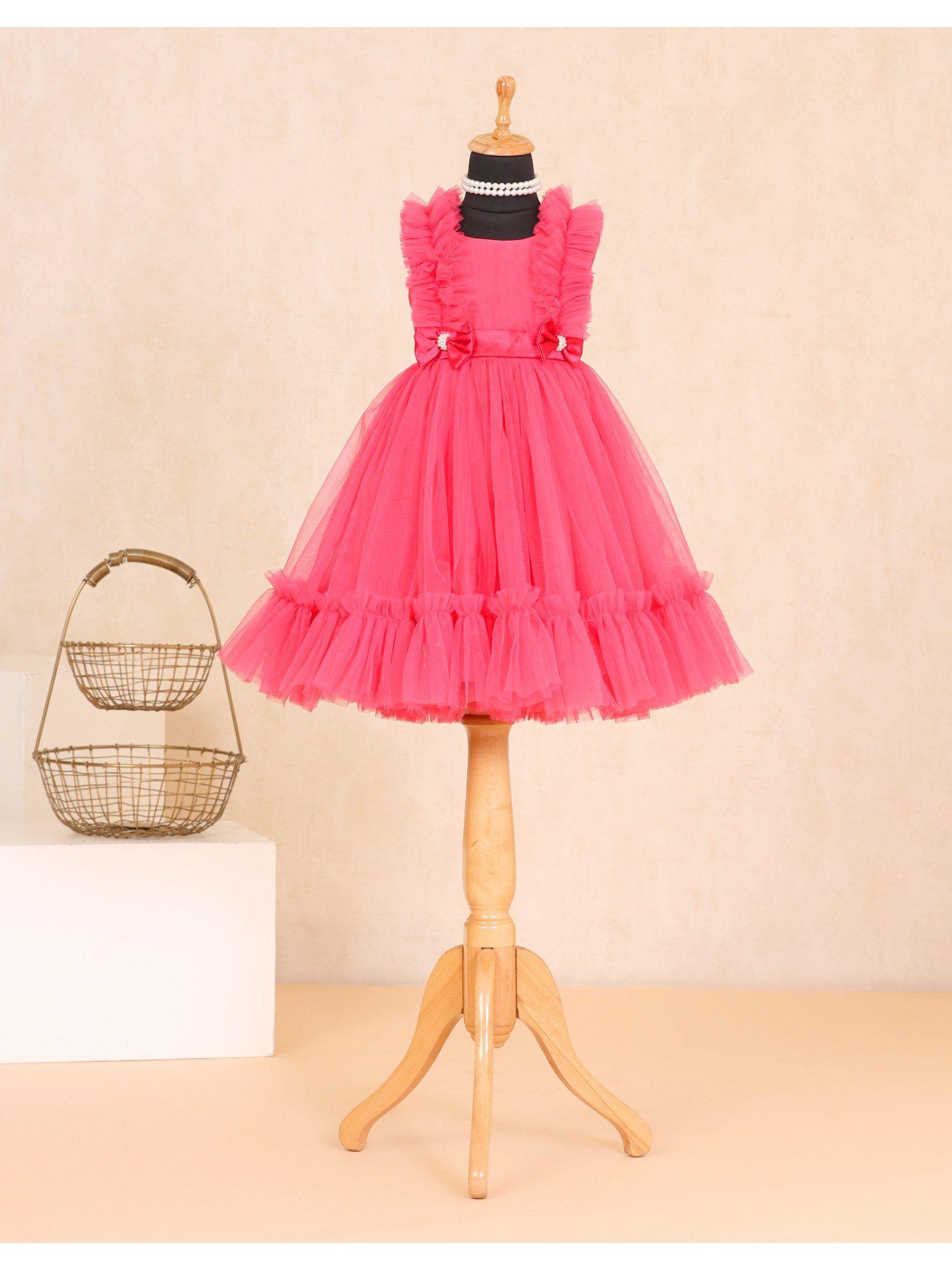 fuchsia pink bow dress