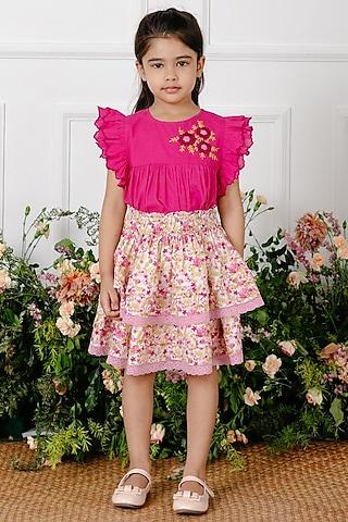 fuchsia pink embroidered top for girls