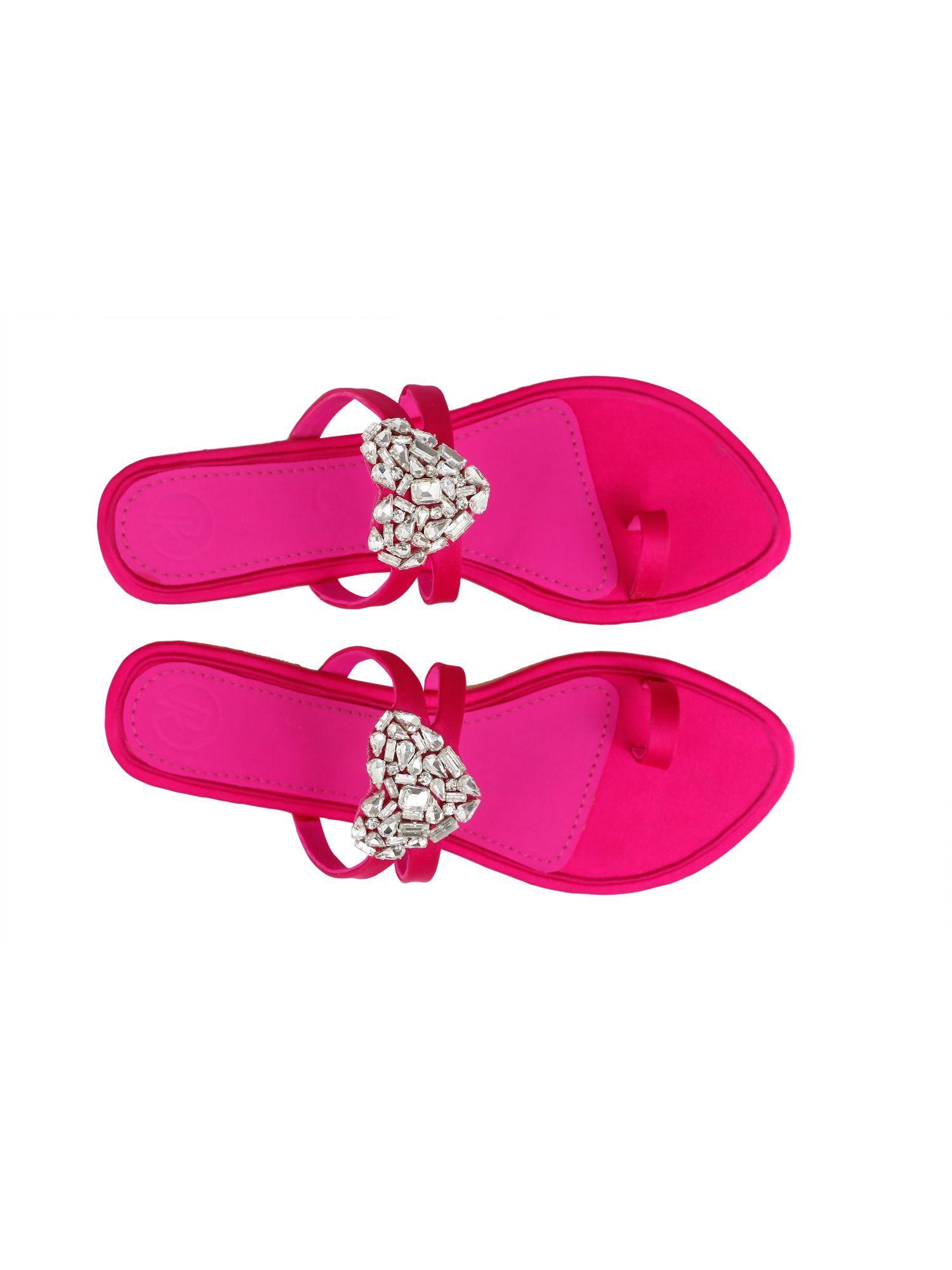 fuchsia pink heart flats