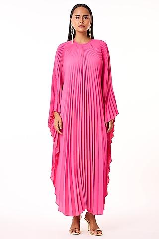 fuchsia pink polyester dress