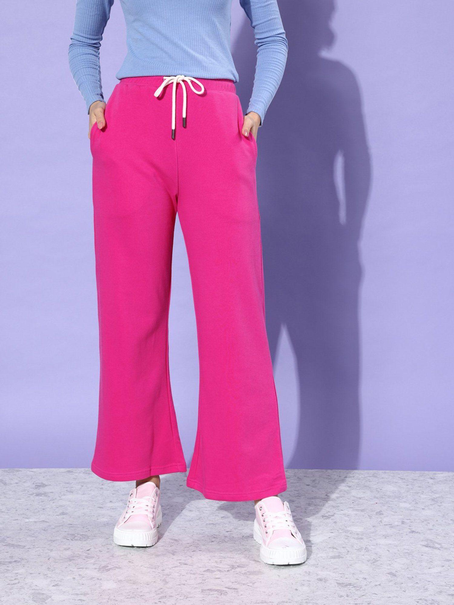 fuchsia pink solid korean pant