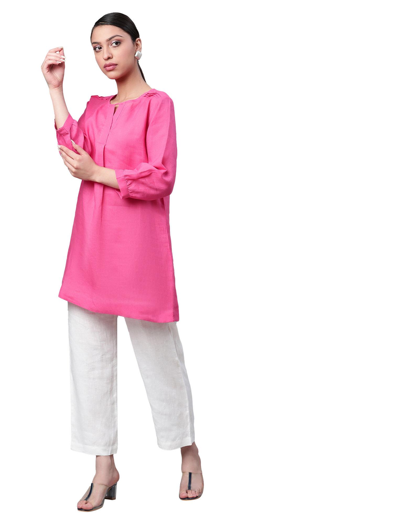 fuchsia pink solid tunic
