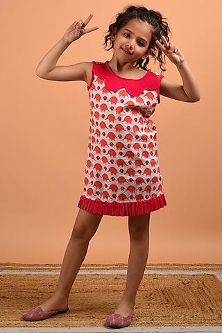 fuchsia printed dress for girls