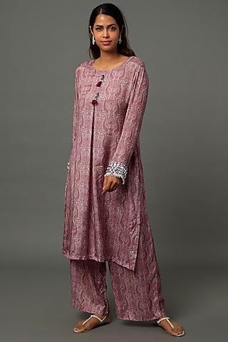 fuchsia printed kurta set