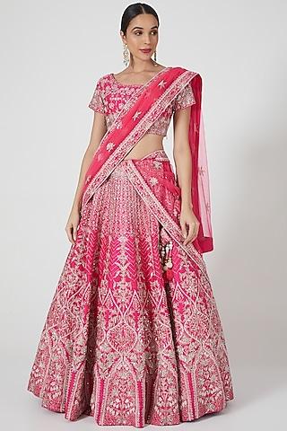 fuchsia sequins embellished lehenga set