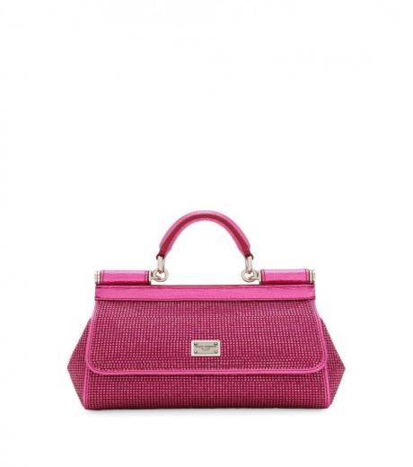 fuchsia sicily strass-embellished small handbag