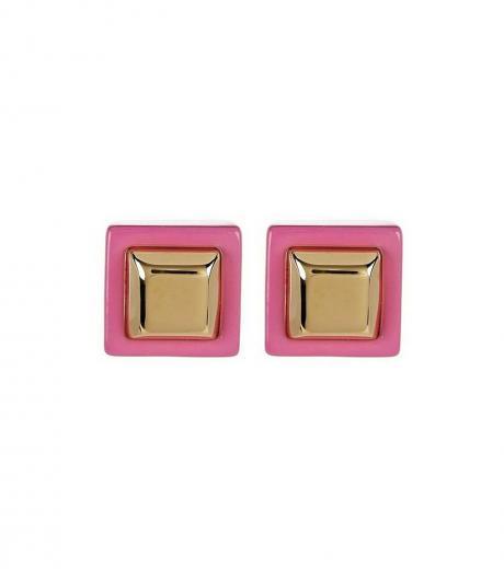 fuchsia square stud earrings