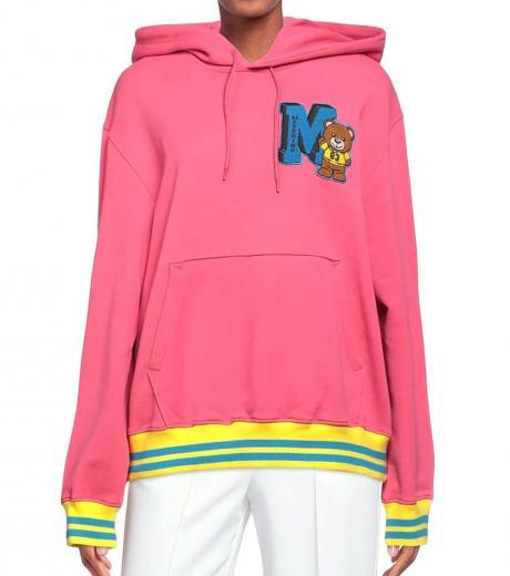 fuchsia teddy bear patch hoodie