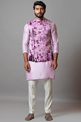 fuchsia tie-dye printed bundi jacket