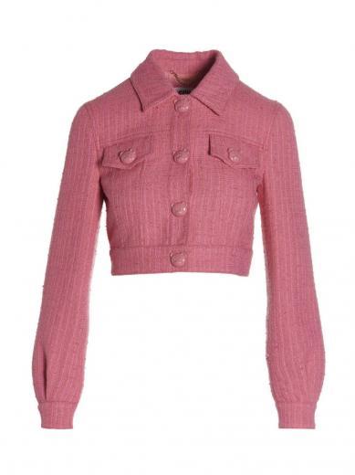 fuchsia tweed cropped jacket