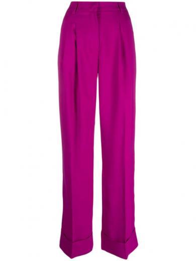 fuchsia wide leg satin trousers