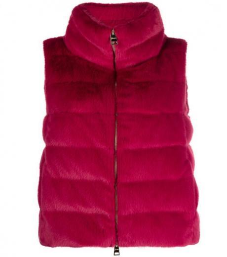 fuchsia zip-up down jacket