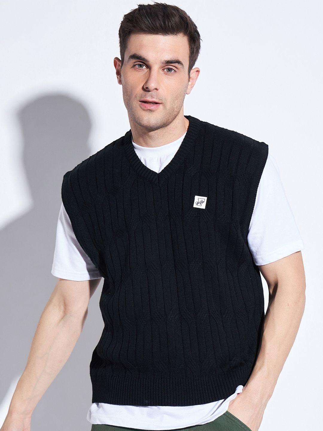 fugazee cable knit cotton sweater vest