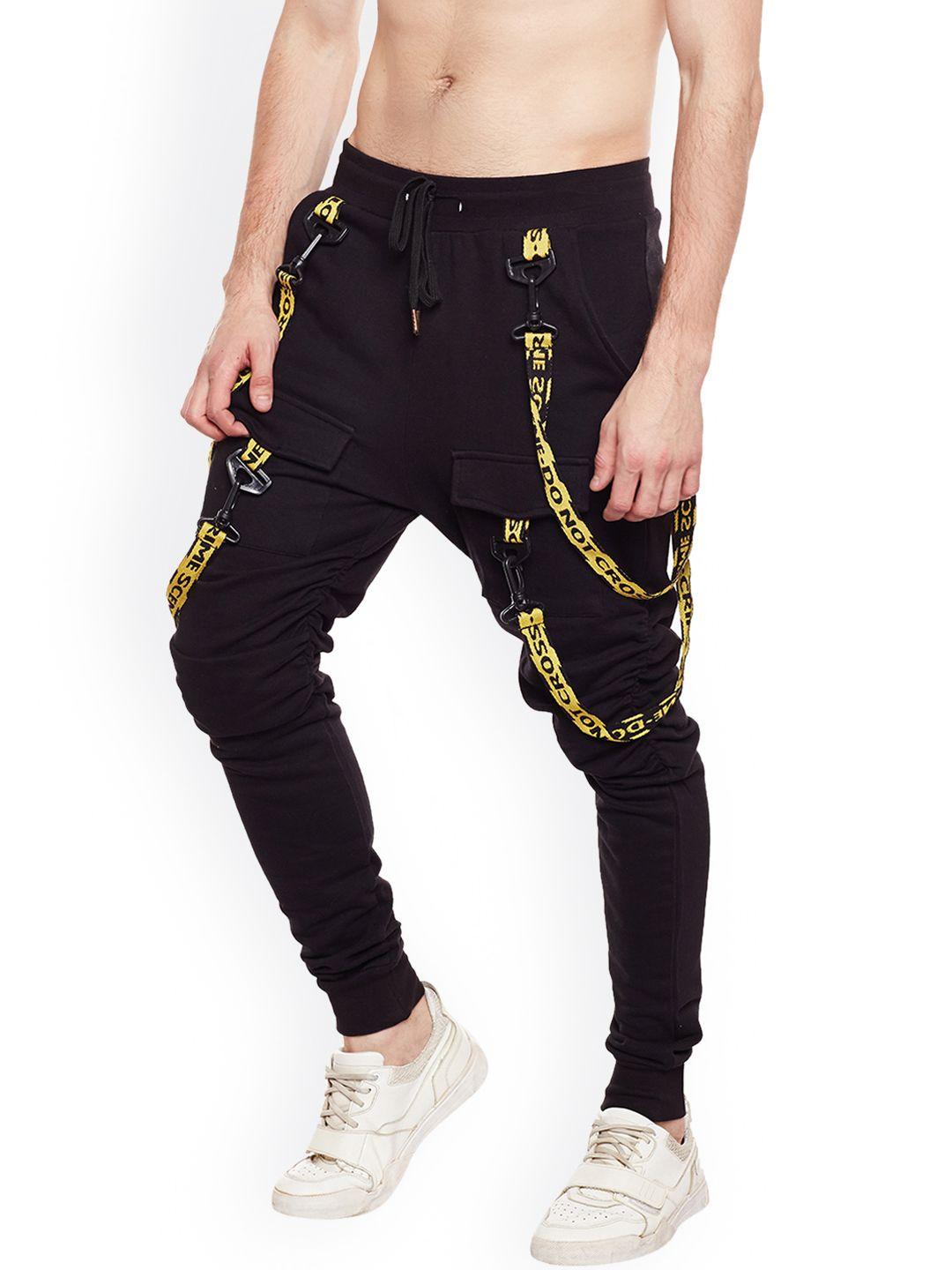 fugazee men black solid slim fit joggers