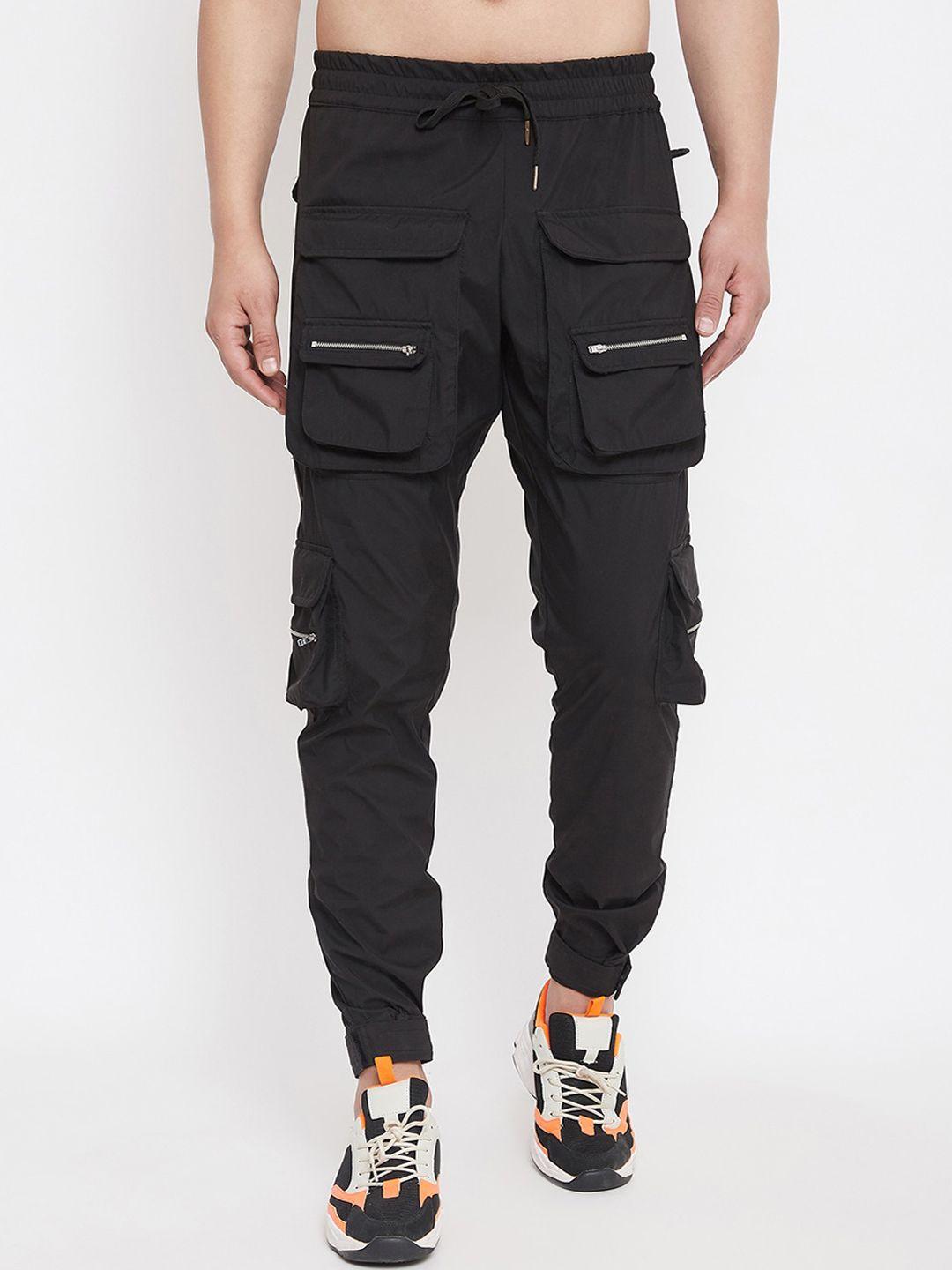 fugazee men black solid slim fit joggers