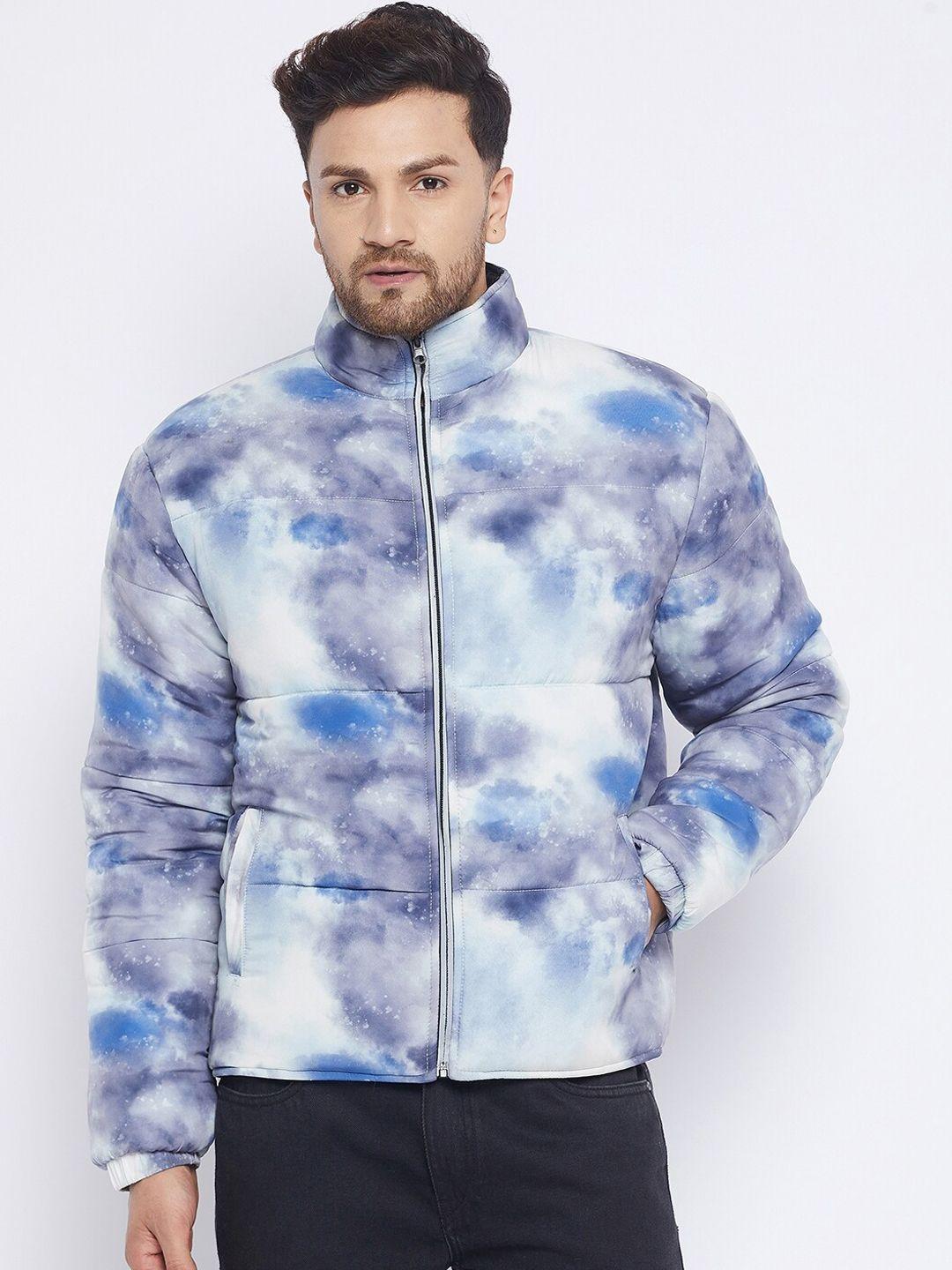 fugazee men blue white tie and dye lightweight puffer jacket