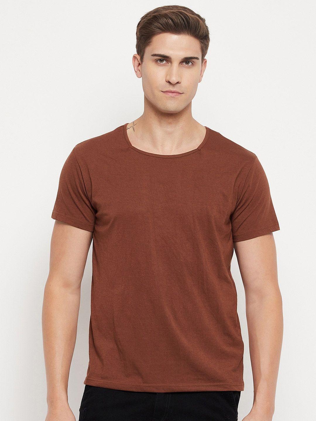 fugazee men brown slim fit t-shirt