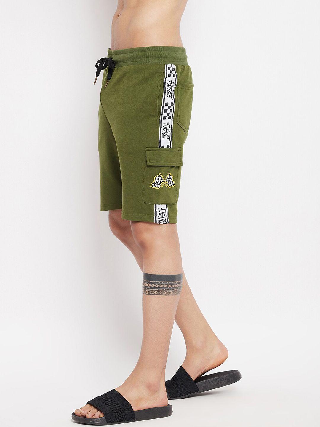 fugazee men green loose fit shorts