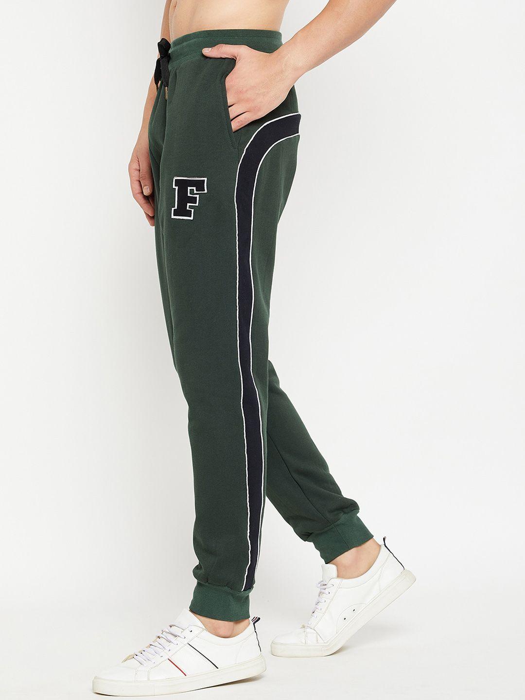 fugazee men green solid relaxed-fit pure cotton joggers